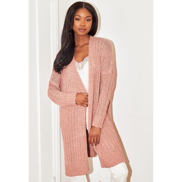 Lulu’s Layer It On Blush Mauve Pink Duster Longline Cardigan Sweater M - Picture 2 of 10